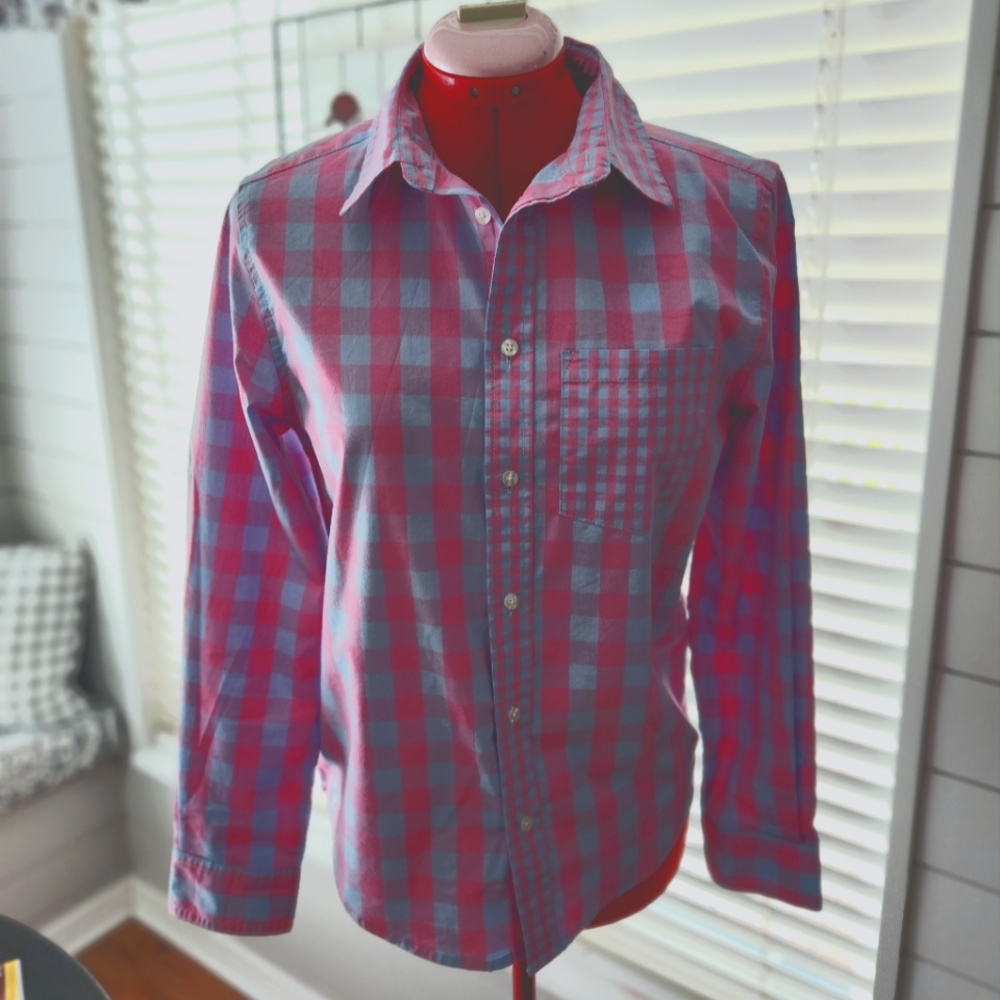 Pink and Gray Botton Down Shirt